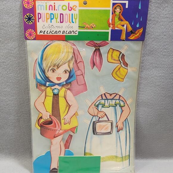 Pelican Blanc Blonde Hair Girl Paper Doll w/Blue Head Scarf Vintage NOS Sealed - Picture 1 of 11